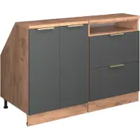 Vicco Armario de cocina para techo inclinado R-Line Antracita-oro 120 cm Lote de 2 carcasas de armario 60 cm de profundidad, Model 60643