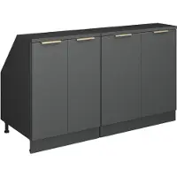 Vicco Armario de cocina para techo inclinado R-Line Antracita-oro 140 cm Lote de 2 carcasas de armario 60 cm de profundidad, Model 60647