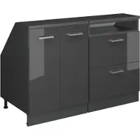 Vicco Armario de cocina para techo inclinado R-Line Antracita alto brillo 120 cm Lote de 2 carcasas de armario 60 cm de profundidad, Model 60092