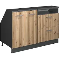 Vicco Armario de cocina para techo inclinado R-Line Roble artesanal 120 cm Lote de 2 carcasas de armario 60 cm de profundidad, Model 60441