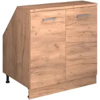 Vicco Armario de cocina para techo inclinado R-Line Roble dorado 80 cm con 2 puertas, 60 cm de profundidad, Model 60236