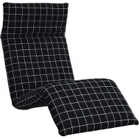 Syfax Tumbona plegable negra con estampado de cuadros, 175 x 54 x 8,5 cm, tejido Oxford