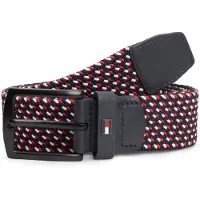 Tommy Hilfiger Cinturón 'Denton Braided Webbing Elastic' azul oscuro / rojo / blanco