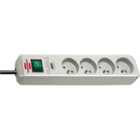 Brennenstuhl Protector contra sobretensiones H05VV-F 3G1,5, con 4 enchufes, cable de 1,5 metros, color gris claro
