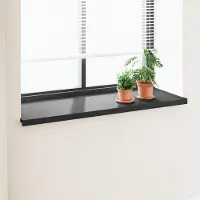 Syfax Umbral de Ventana Negro con Vetado de Madera 160 x 50 x 4,5 cm