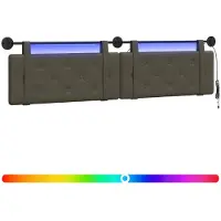Syfax Cabecero colgante Con luz LED Gris Cuero sintético