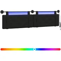 Syfax Cabecero colgante Con luz LED Negro Cuero sintético