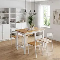 Prolenta Maison Exclusive - Mesa alta tipo bar EKAI, color blanco, 112 x 70 x 91 cm, fabricada en madera maciza de pino