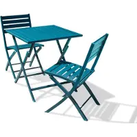 DCB Groupe Juego de comedor de jardín para dos personas, fabricado en aluminio de color azul celeste