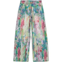 Desigual , Pantalón vaquero wide leg pintura, Mujer, Algodon, Azul, 36
