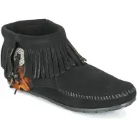 Minnetonka Botines CONCHO FEATHER SIDE ZIP BOOT mujer - Negro - 36