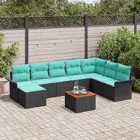 Prolenta Maison Exclusive - Juego de sofá de jardín de 9 piezas. Ratán sintético y turquesa