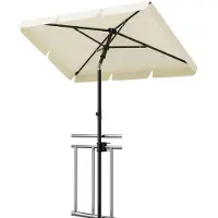 StarTech.com Toldo para balcón - Rectangular - 200 x 125 cm - Protección UV 50+ - Inclinable y con altura ajustable - De pie, con soporte - Poste de acero - Funda de transporte - Beige