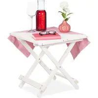 Relaxdays , mesa plegable de madera, color blanco