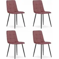 Leobert Sillón - - Kara - Terciopelo rosa / Patas negras - 45 x 50,5 x 87 cm - Juego de 4