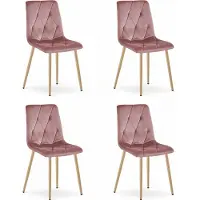 Leobert Sillón - - Modelo Libra - Tapizado en terciopelo rosa, patas de madera - 45 x 54 x 86,5 cm - Juego de 4 unidades