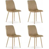Leobert Sillón - - Color lava - Tapizado en terciopelo marrón, patas de madera - 45 x 55 x 86 cm - Juego de 4 unidades