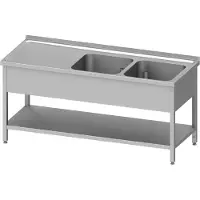 Stalgast Lavadero con base de 1100x600x850 mm, con dos cubetas, con borde elevado y soldado