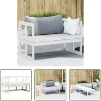 The Living Store El sofá de jardín 2 en 1 "", extensible, de color blanco, fabricado en madera maciza de pino