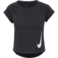 Nike - Women's Swoosh Run Dri-FIT S/S Running Top - Camiseta de running size L, negro