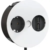 Bachmann TWIST 1x, con toma de tierra, terminales para cables, cargador USB, conector de montaje con toma de tierra, blanco, 2 metros