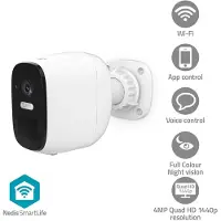 Nedis WIFICBO32WT, cámara IP de seguridad, para exteriores, inalámbrica, 2 dBi, para montaje en techo o pared, color blanco