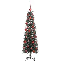 vidaXL Árbol de Navidad artificial con 150 luces LED, base incluida, color verde, 150 cm