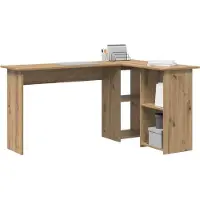 vidaXL Escritorio , estilo artesanal, roble, 142 x 102 x 73 cm, material de madera