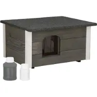 Springos Caseta para perros de madera, 54x39x30 cm. Resistente a la intemperie. Caseta para mascotas, refugio para perros, caseta para gatos - Gris