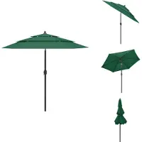 vidaXL Sombrilla con mástil de aluminio, de 3 capas, color verde, 2,5 m - Sombrillas y protección solar