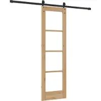 vidaXL Puerta corredera de 61 x 198,5 cm, fabricada en madera maciza de pino y con panel de vidrio