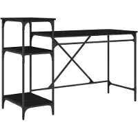 Syfax Escritorio Roble Negro Madera de ingeniería 135 x 50 x 90 cm