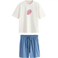Next Pijama corto 'The Rolling Stones' navy / turquesa / frambuesa / blanco