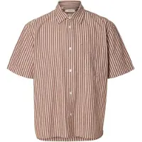 Selected Camisa 'SLHRLXSTUART' marrón / brocado / blanco