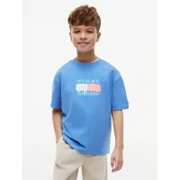 Tommy Hilfiger Camiseta 'Flag Graffiti' azul / melón / blanco