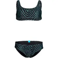 Arena - Girl's Water Print Bikini Bralette - Bikini size 164, azul/negro