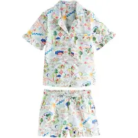 Cath Kidston Pijama de pantalón corto navy / azul pastel / verde / naranja