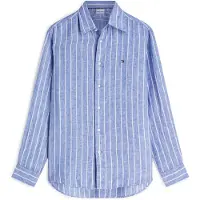 Tommy Hilfiger Camisa 'Regular Fit Textured Stripe Pure' azul / blanco