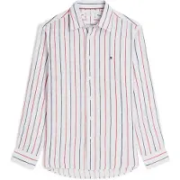 Tommy Hilfiger Camisa 'Regular Fit Textured Stripe Pure' ópalo / rojo cereza / blanco