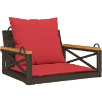 vidaXL Silla colgante con cojín, color marrón, 63x62x40 cm, de polirratán ()