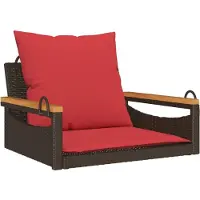 vidaXL Silla colgante con cojín, color marrón, 63x62x40 cm, de polirratán ()