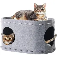 OEM Transportín para gatos de forro polar con 2 capas, color gris, dimensiones 58 x 33 x 30 cm. Ideal para gatos grandes y resistente al invierno