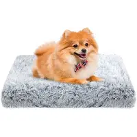 OEM Cama para perros, cojín pequeño para perros, lavable, alfombra suave para perros, pelo largo, relleno suave, cama multifuncional para perros, color gris oscuro, 50 x 40 x 5 cm