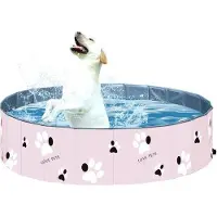 OEM Bañera para perros: Plegable, de PVC, para perros pequeños, ligera y portátil, color rosa, dimensiones: 60 x 20 cm