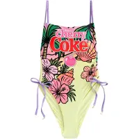 Next Bañador moldeador 'Cherry Coke' amarillo pastel / verde / pitaya / rojo
