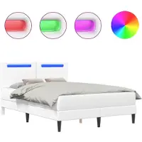 Syfax Estructura de cama Blanco 140 x 190 cm Cuero sintético