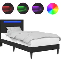 Syfax Estructura de cama Negro 80 x 200 cm Cuero sintético