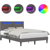 Syfax Estructura de cama Gris 140 x 200 cm Cuero sintético