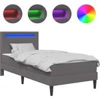 vidaXL Estructura de cama con iluminación LED integrada, color gris, 100 x 200 cm, tapizada en cuero sintético