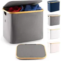 OEM Recolector de ropa plegable de 50 litros - Gris, bambú, impermeable, resistente, plegable